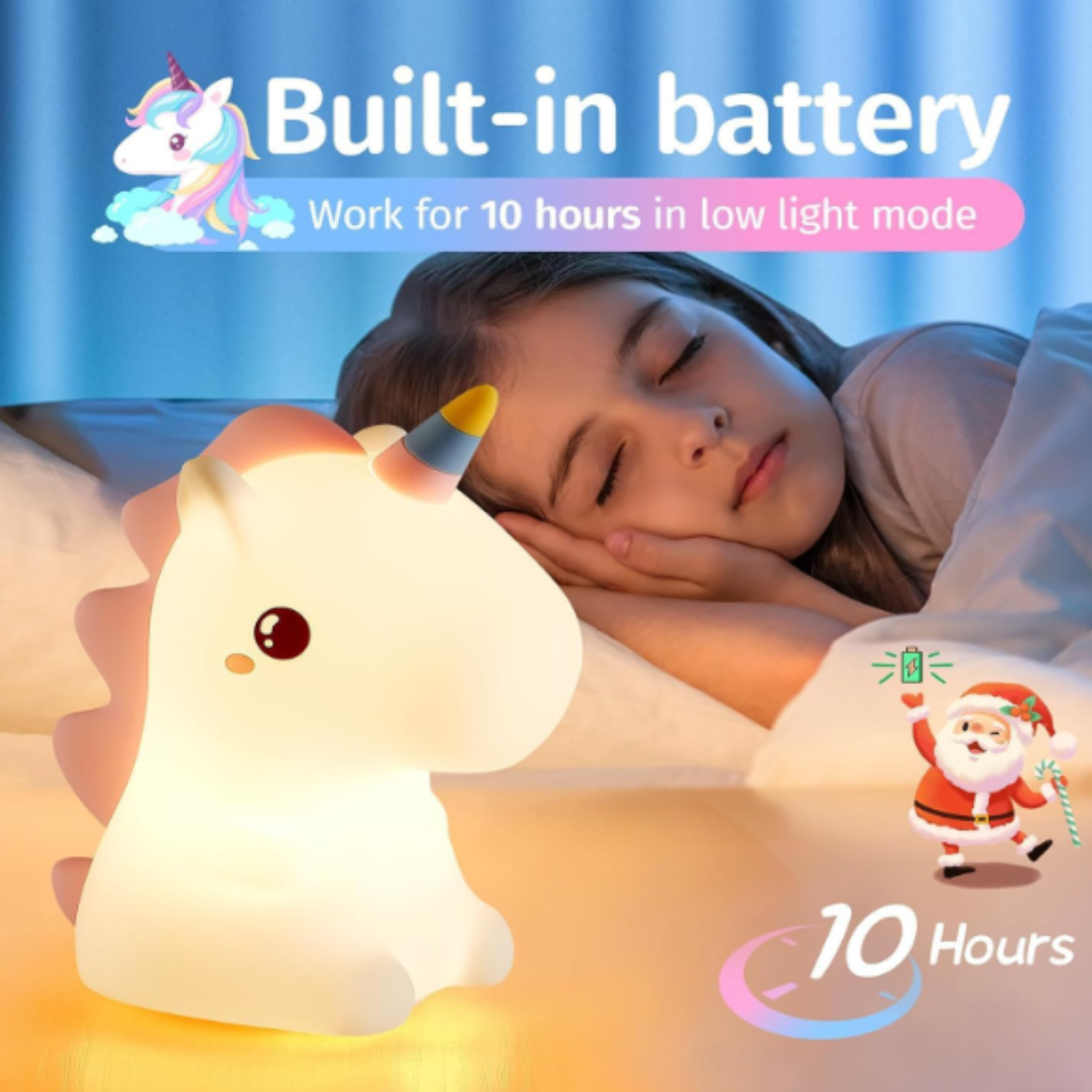 Cute Silicone Unicorn Night Light for Kids,16 Color Changing Nursery Beside Lamp