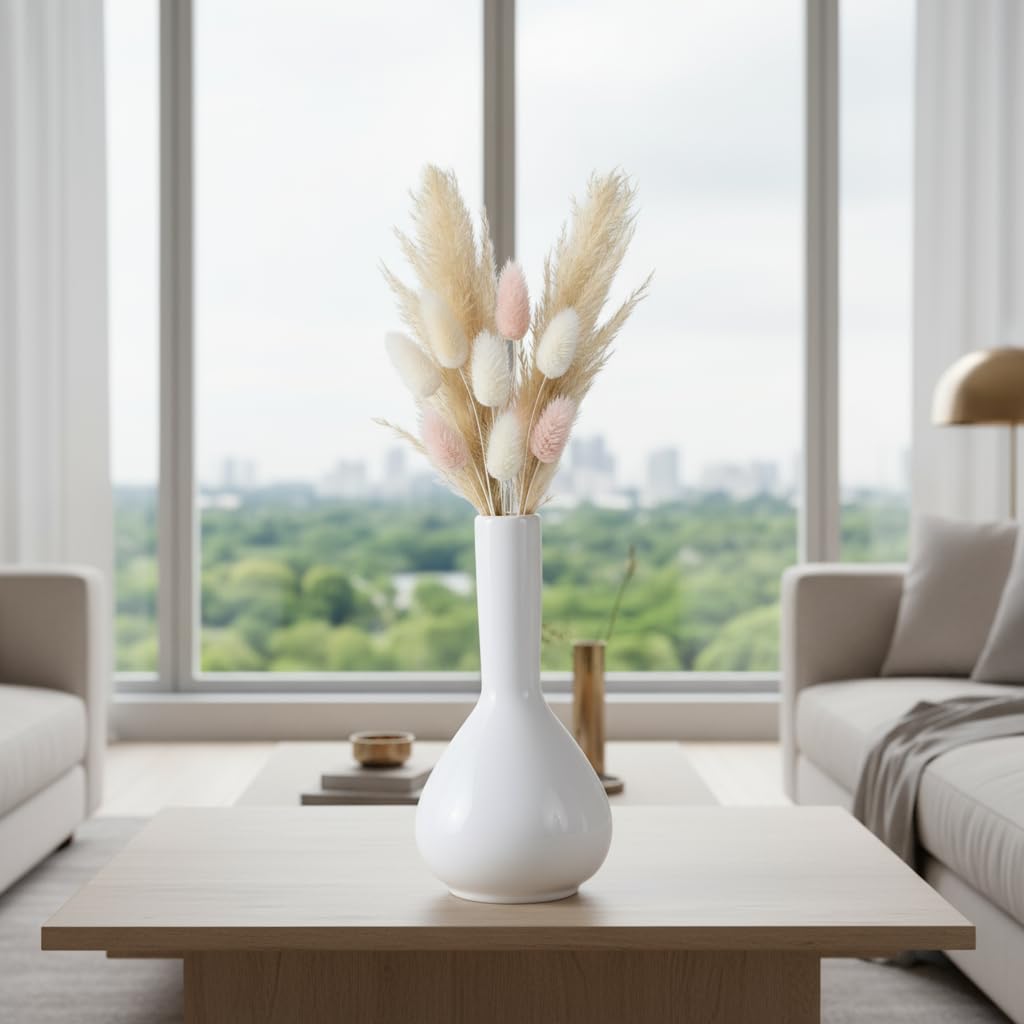 Glossy White Ceramic Bud Vase