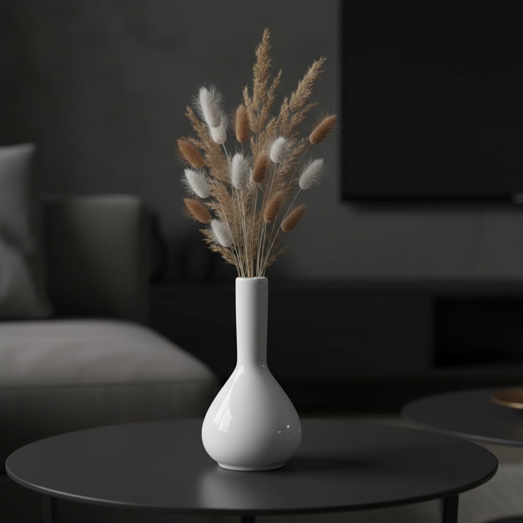 Glossy White Ceramic Bud Vase